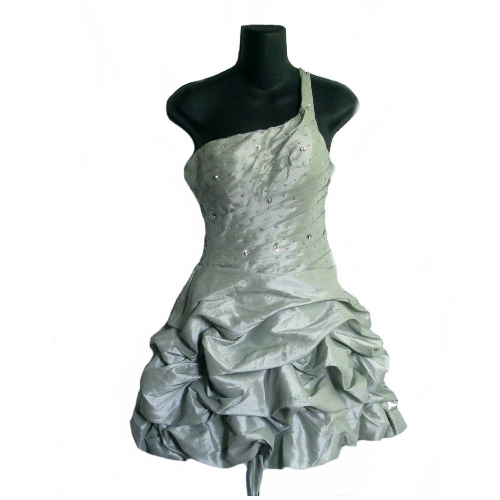 Cinderella Divine Gray One Shoulder Mini Dress Size S